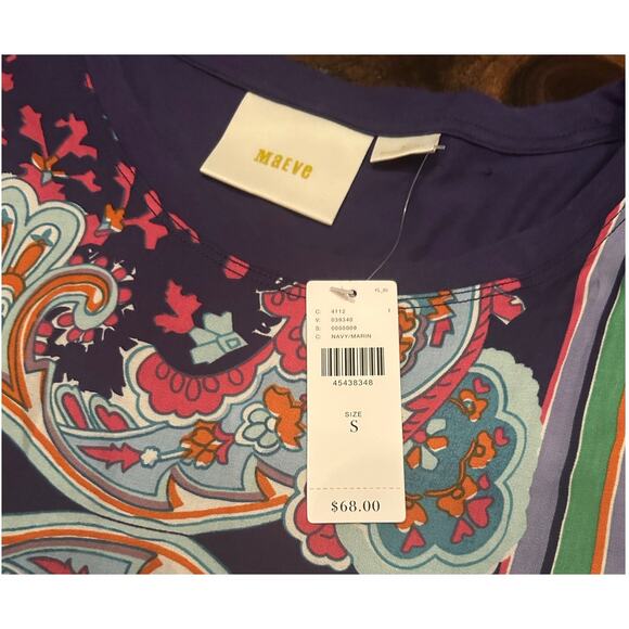 Anthropologie Maeve Maddie Printed Top Boho Purple‎ Short Sleeve Women's Size S - Picture 9 of 9